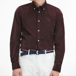 Tommy Hilfiger Burgundy Corduroy Button-Down Shirt